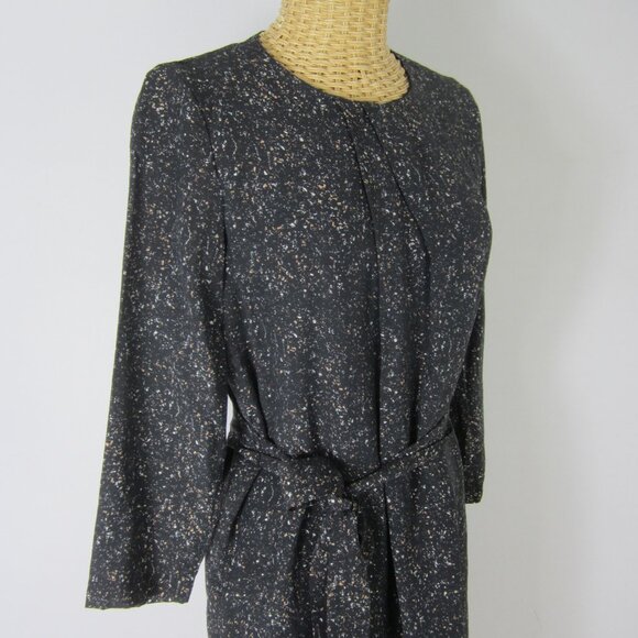 A/X Armani Exchange Women 2 Black Fleck 3/4 Sleeve Dress Sash Belt Pleats XS - Picture 11 of 11